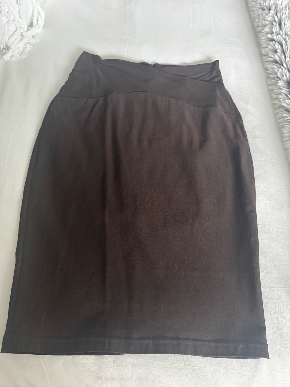 Grace Karin Dark Brown Crossover Waist Pencil Skirt size Small